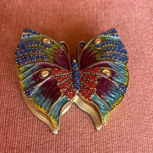 Jeweled Butterfly Trinket Box – Enamel Rhinestone Keepsake Box